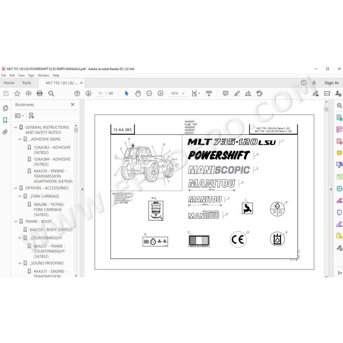 Manitou MLT 735 741 120 LSU Serie 2 E2 parts manual