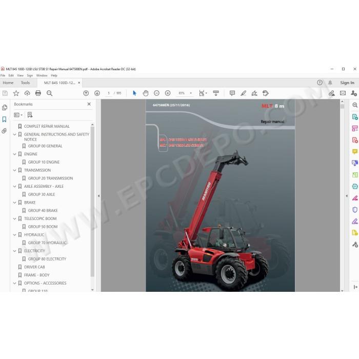 Manitou MLT 845 100D / 120D LSU ST3B Serie 1 service manual
