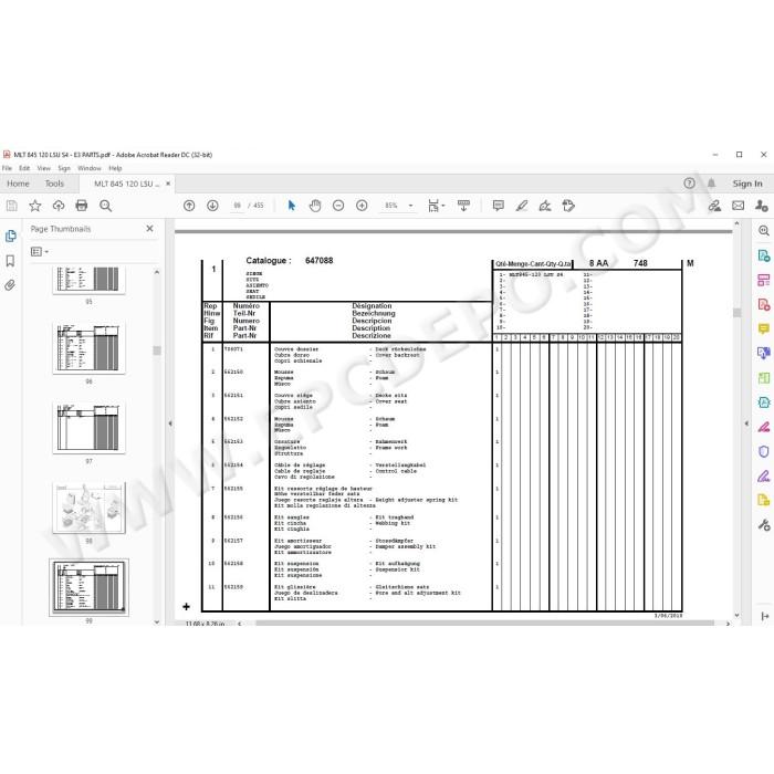 Manitou MLT 845 120 LSU Serie 4 E3 spare parts manual