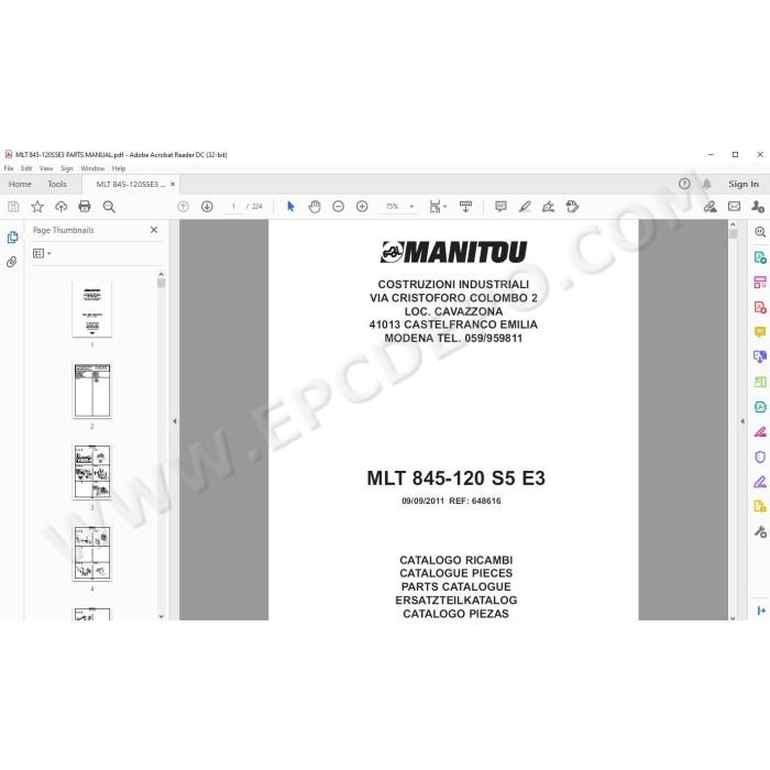 Manitou MLT 845 120 Serie 5 E3 spare parts manual