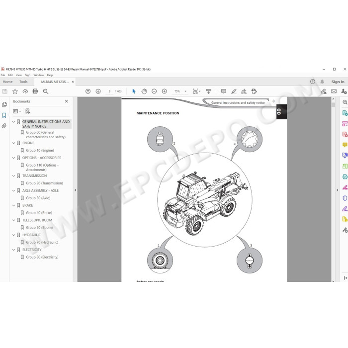 Manitou MLT 845 / MT 1235 1435 Serie 4 / Serie 3 E3 service manual