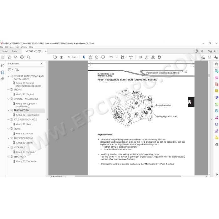 Manitou MLT 845 / MT 1235 1435 Serie 4 / Serie 3 E3 service manual