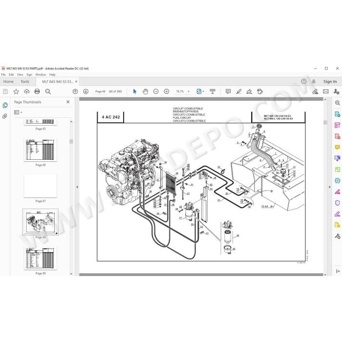 Manitou MLT 845 940 L 120 LSU Serie 3 E3 spare parts manual