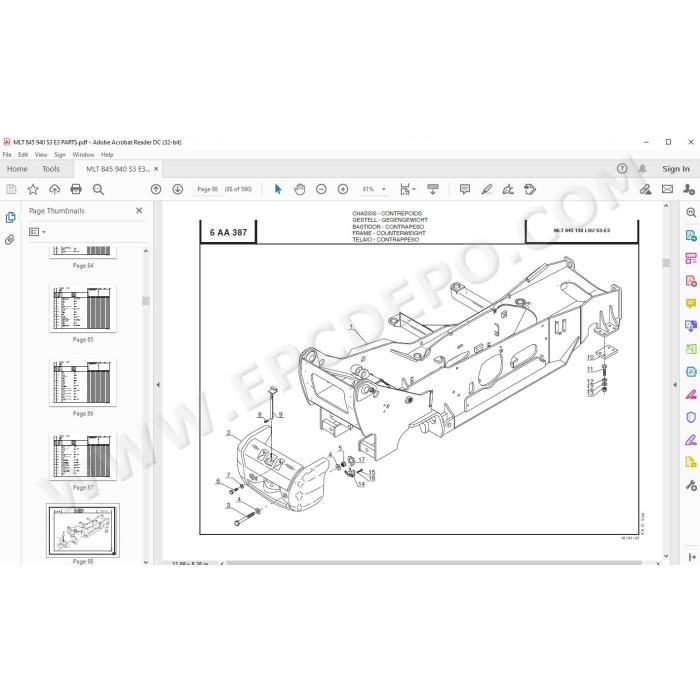 Manitou MLT 845 940 L 120 LSU Serie 3 E3 spare parts manual