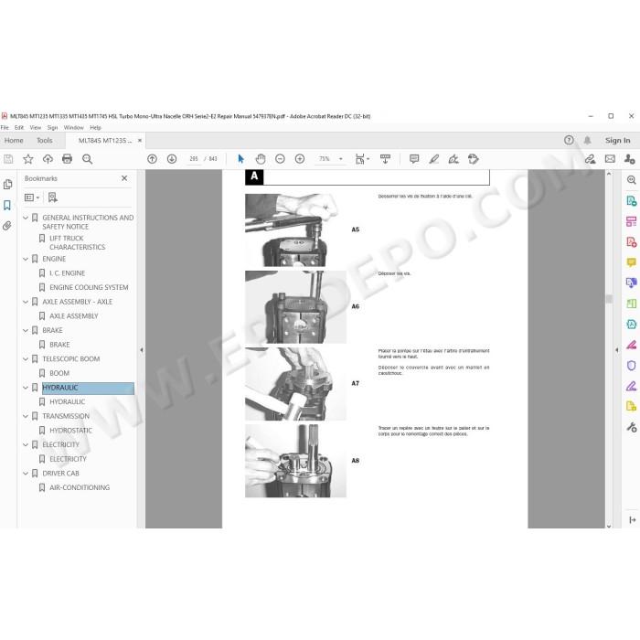 Manitou MLT 845 / MT 1235 1335 1435 1745 H / HS / HSL Turbo S2 E2 service manual