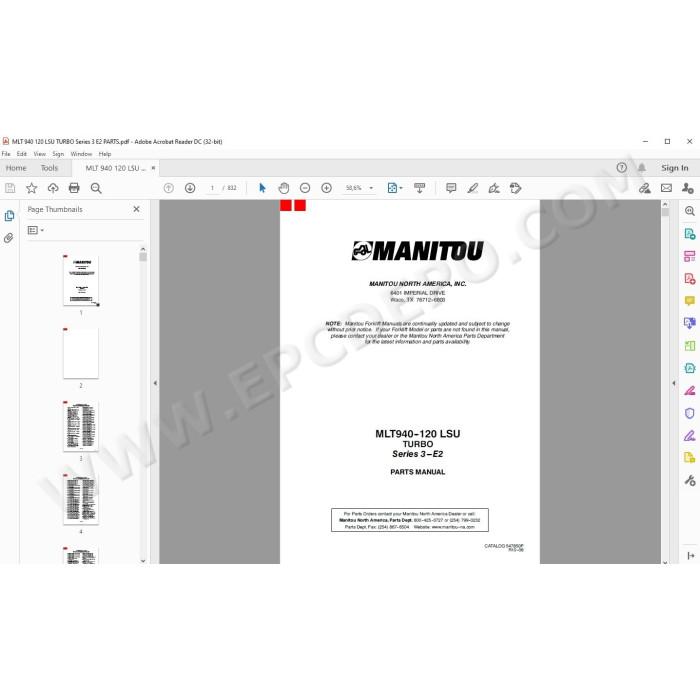 Manitou MLT 940 120 LSU Turbo Serie 3 E2 parts manual