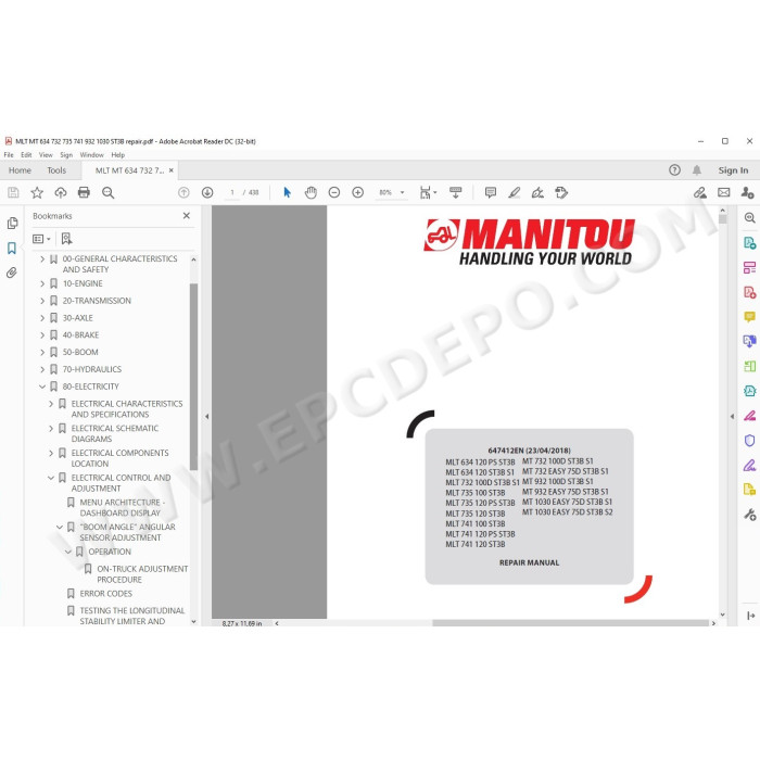 Manitou MLT 634 732 735 741 MT 732 932 1030 ST3B S1 S2 service manual
