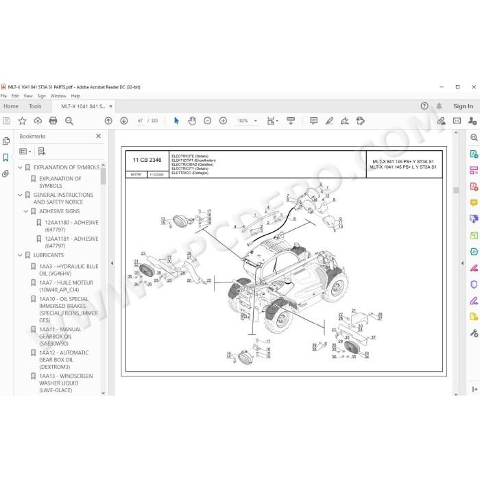 Manitou MLT-X 841 1041 145 PS+ ST3A Serie 1 parts manual