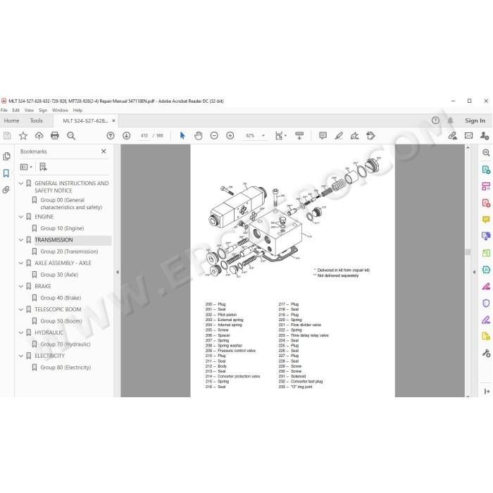 Manitou MLТ MT 524 527 628 632 728 928 service manual
