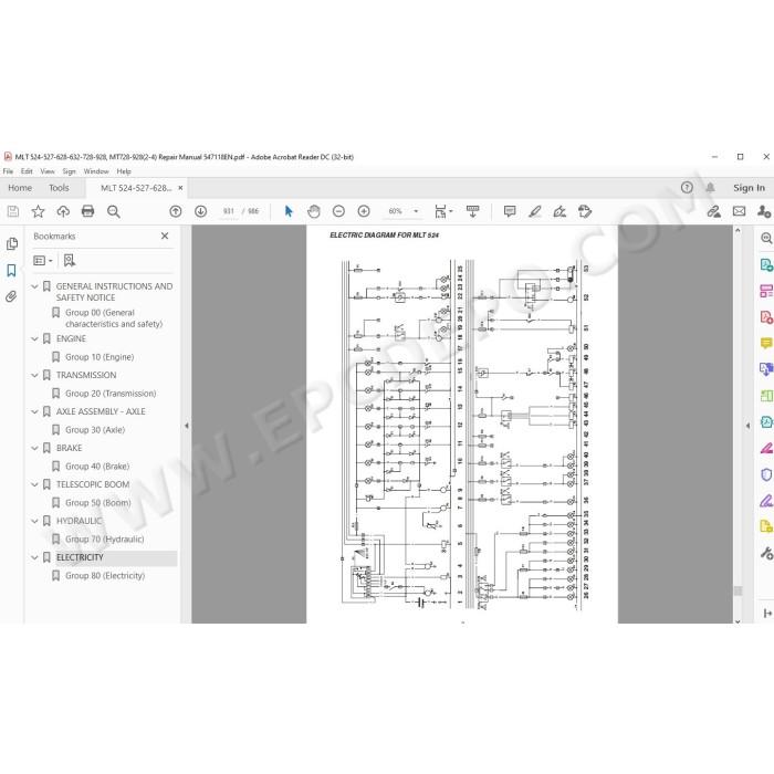 Manitou MLТ MT 524 527 628 632 728 928 service manual