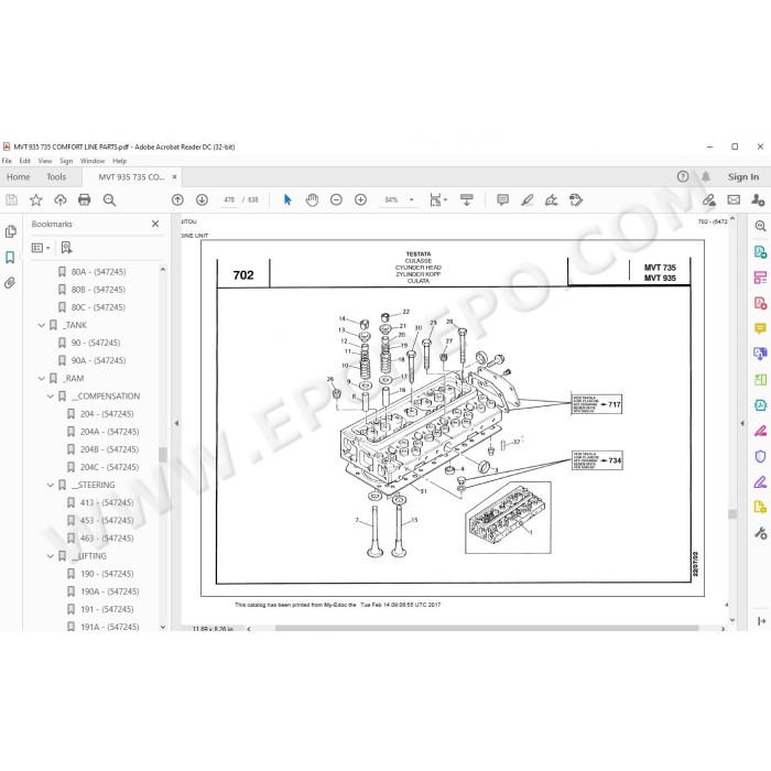Manitou MVT 735 935 Comfort Line spare parts manual