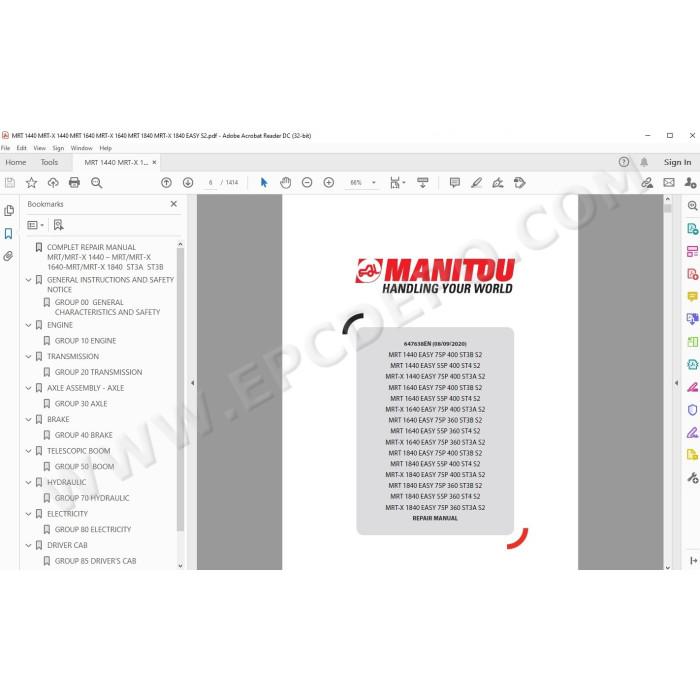 Manitou MRT MRT-X 1440 1640 1840 Easy ST3B / ST3A / ST4 S2 service manual
