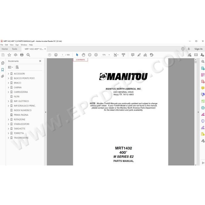 Manitou MRT 1432 400 Serie M E2 spare parts manual