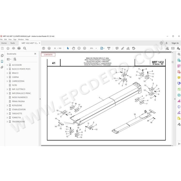 Manitou MRT 1432 400 Serie M E2 spare parts manual