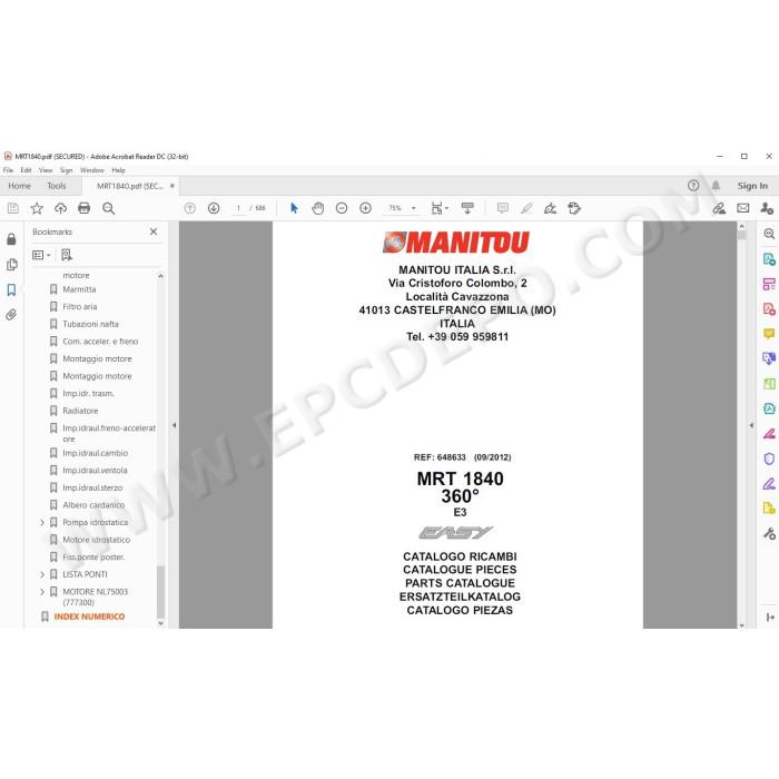 Manitou MRT 1840 360 EASY E3 spare parts manual