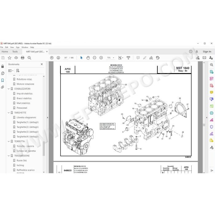 Manitou MRT 1840 360 EASY E3 spare parts manual