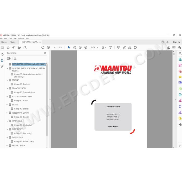 Manitou MRT 1850 2150 2540 Plus E3 service manual