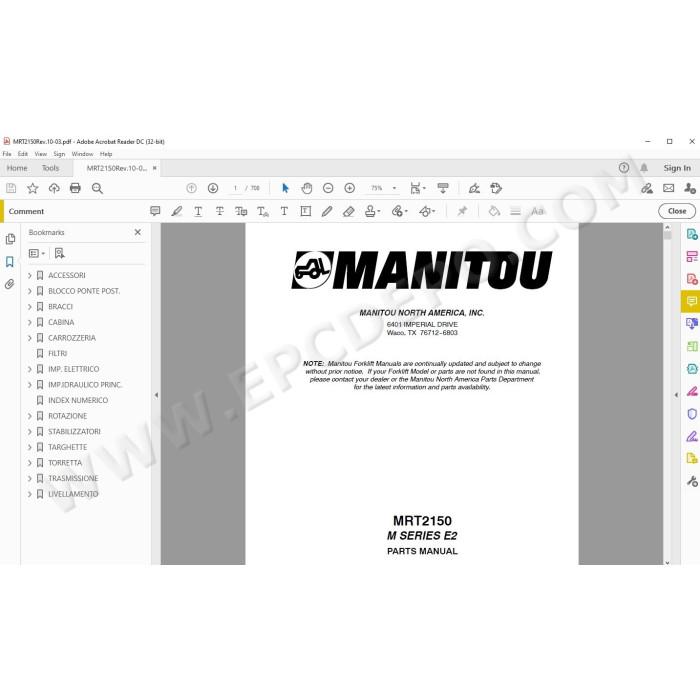 Manitou MRT 2150 Serie M E2 spare parts manual