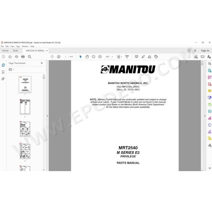 Manitou MRT 2540 Serie M Privilege E3 spare parts manual
