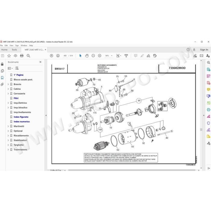Manitou MRT MRT-X 2540 Plus Privilege spare parts manual
