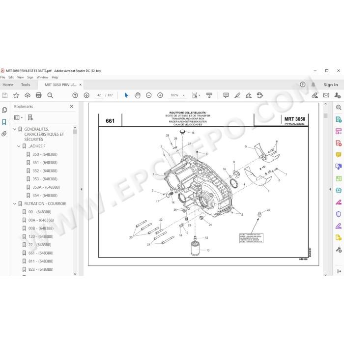 Manitou MRT 3050 PRIVILEGE E3 spare parts manual