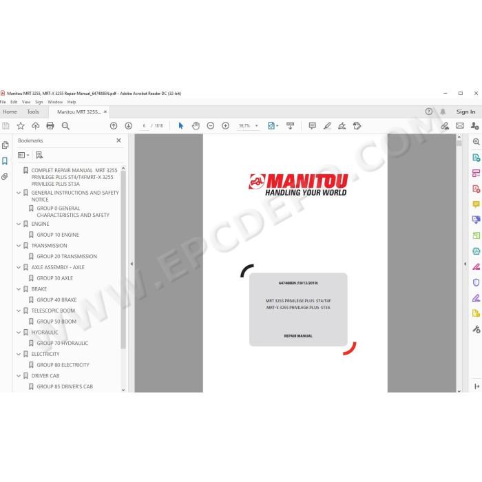Manitou MRT MRT-X 3255 Privilege Plus ST4 / T4F / ST3A service manual