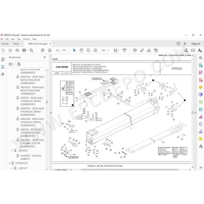 Manitou MRT MRT-X 3255 Privilege Plus spare parts manual