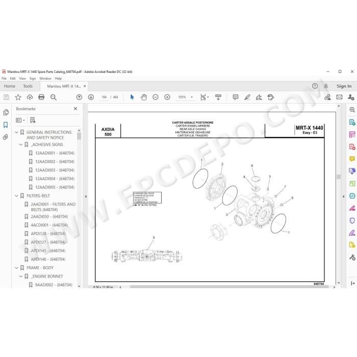 Manitou MRT-X 1440 Easy E3 spare parts manual