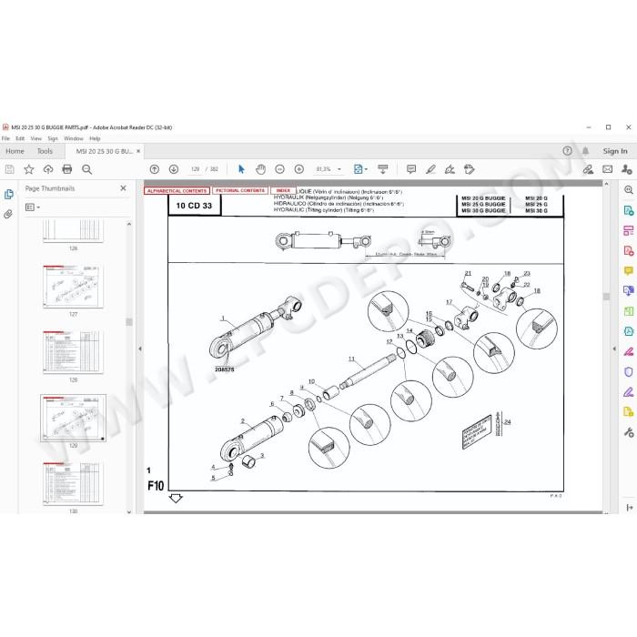 Manitou Forklift MSI 20 25 30 G / Buggie spare parts manual
