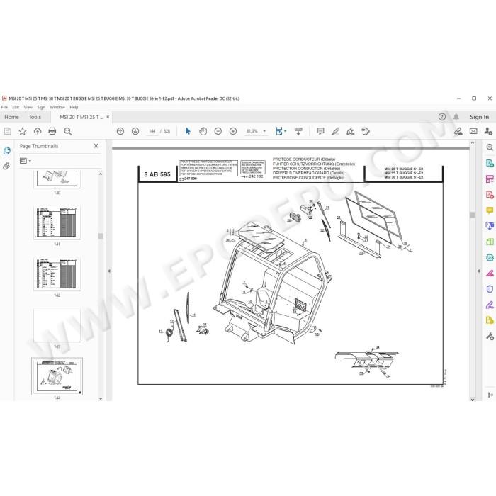 Manitou Forklift MSI 20 25 30 Turbo / Buggie S1 E2 parts manual