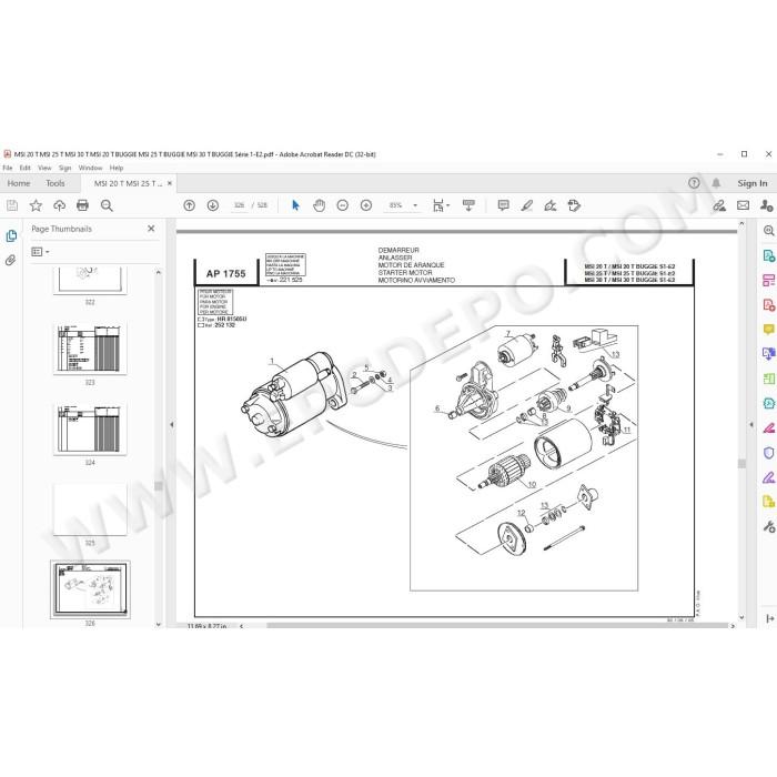 Manitou Forklift MSI 20 25 30 Turbo / Buggie S1 E2 parts manual