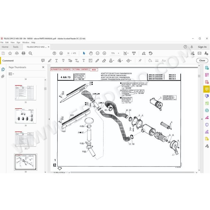 Manitou Forklift MSI 30D spare parts manual