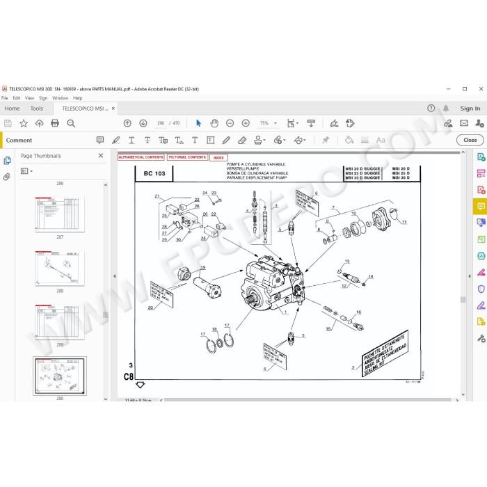 Manitou Forklift MSI 30D spare parts manual