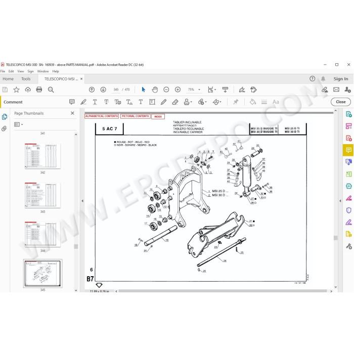 Manitou Forklift MSI 30D spare parts manual