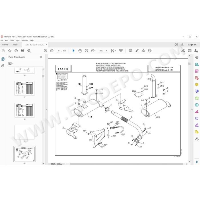 Manitou Forklift MSI 40 50 H S1 E2 spare parts manual