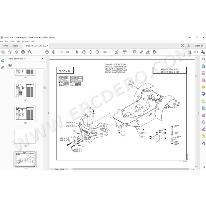 Manitou Forklift MSI 40 50 H S1 E2 spare parts manual