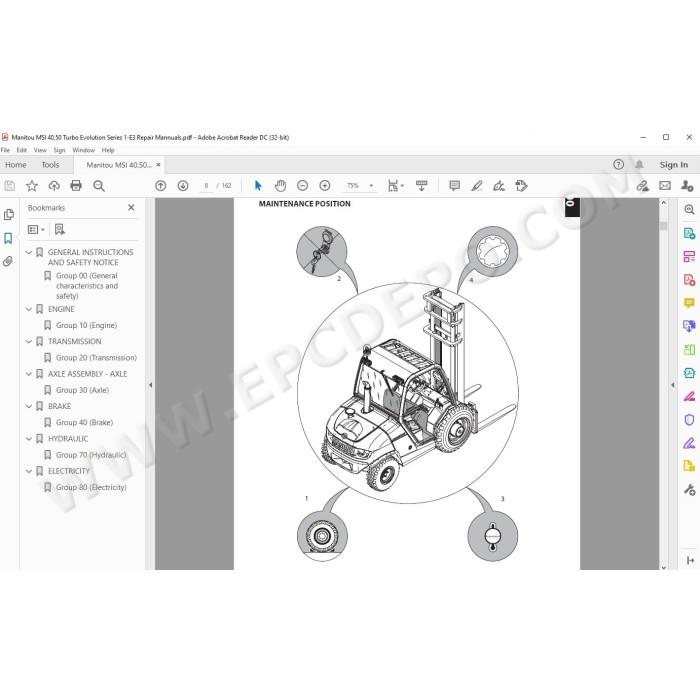 Manitou Forklift MSI 40 50 Turbo Evolution Serie 1 E3 service manual