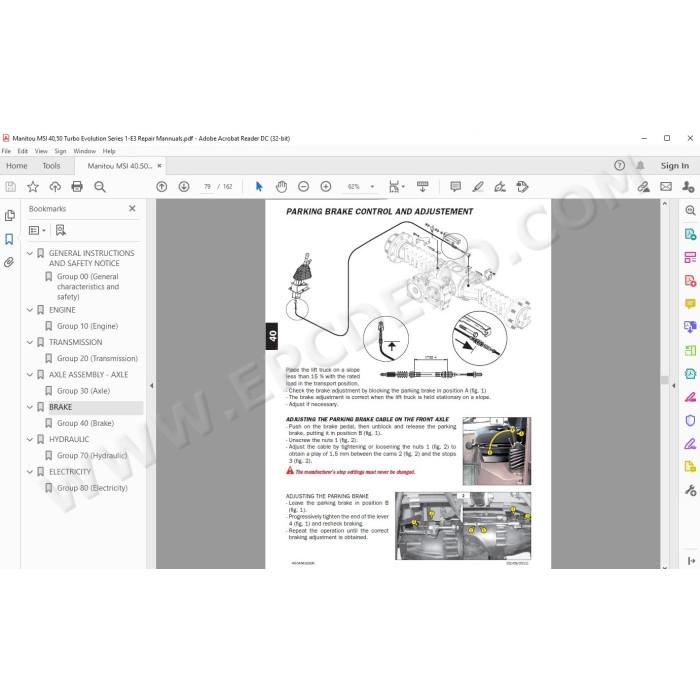 Manitou Forklift MSI 40 50 Turbo Evolution Serie 1 E3 service manual