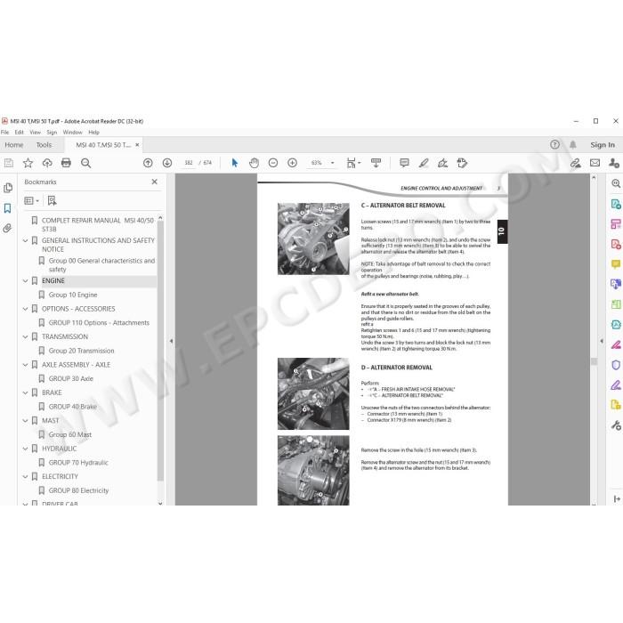 Manitou Forklift MSI 40 50 Turbo S3 ST3B service manual
