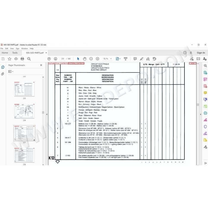 Manitou Forklift MSI 50 D spare parts manual