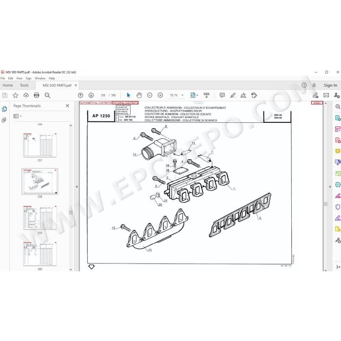 Manitou Forklift MSI 50 D spare parts manual