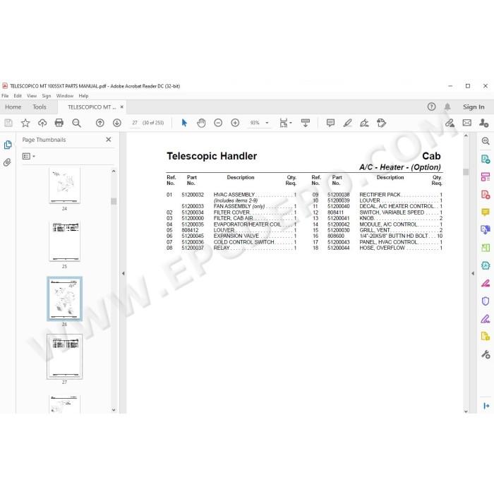 Manitou MT 10055 XT spare parts manual