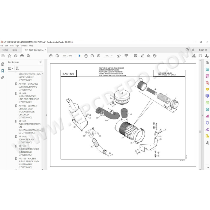 Manitou MT 932 928 732 728 MLT 630 634 MT-X 1030 E3 parts manual