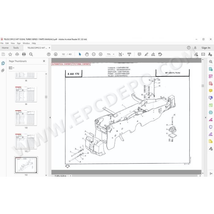 Manitou MT 1033 HL Turbo Serie 1 spare parts manual