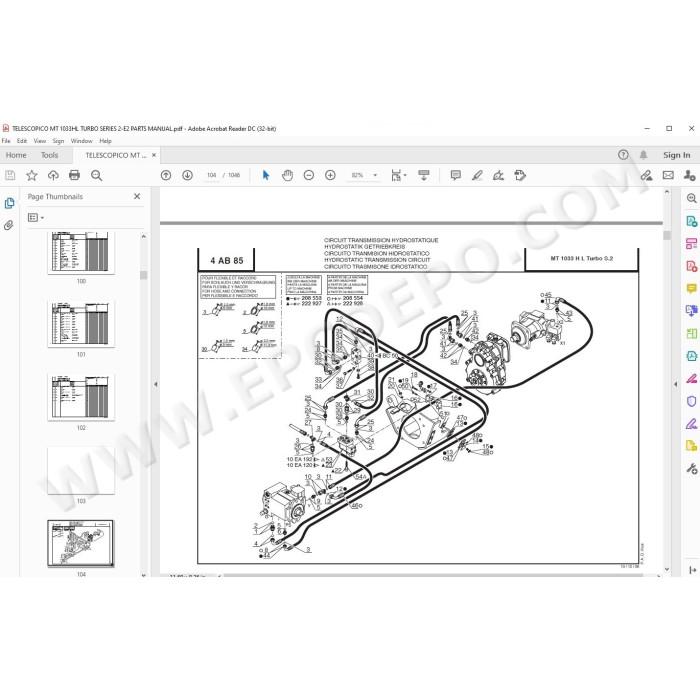 Manitou MT 1033 HL Turbo Serie 2 E2 spare parts manual
