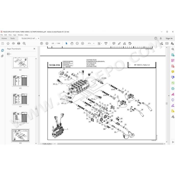 Manitou MT 1033 HL Turbo Serie 2 E2 spare parts manual