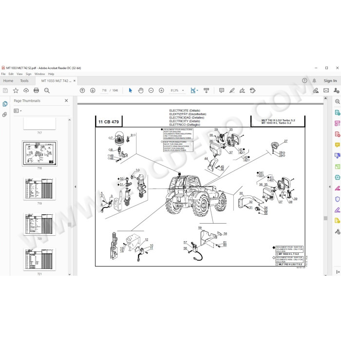 Manitou MLT 742 / MT 1033 Turbo Serie 2 E2 parts manual