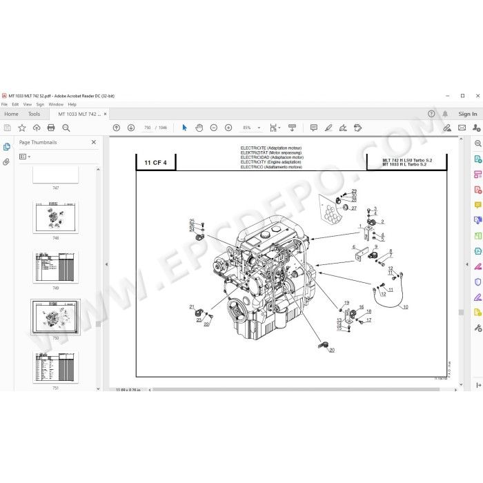 Manitou MLT 742 / MT 1033 Turbo Serie 2 E2 parts manual
