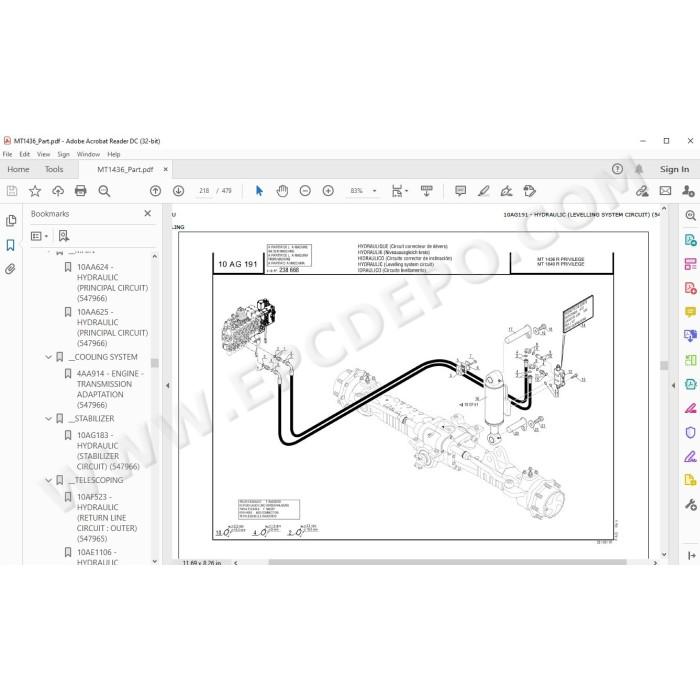 Manitou MT 1058 1436 1840 R Privilege parts manual