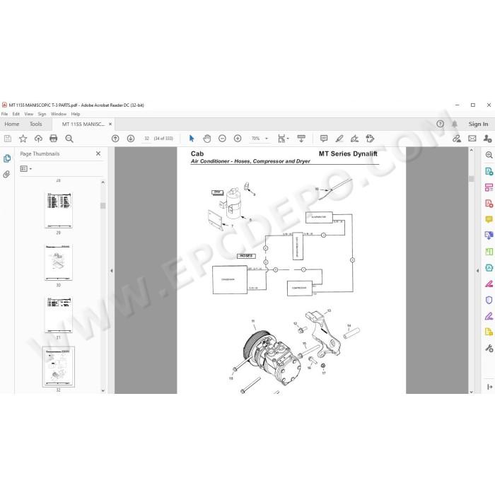 Manitou MT 1155 Maniscopic T-3 spare parts manual